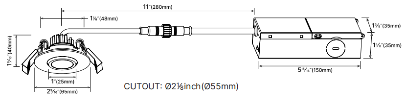 CL001A downlight 2 inch size
