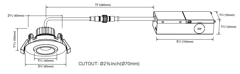 CL001A downlight 3 inch size