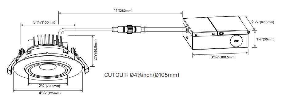 CL001A downlight 4 inch size