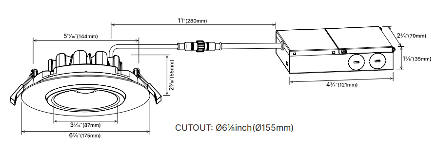CL001A downlight 6 inch size