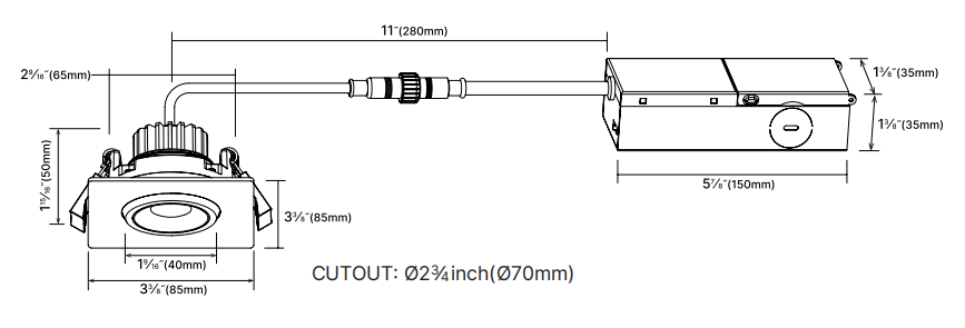 CL001B downlight 3 inch size
