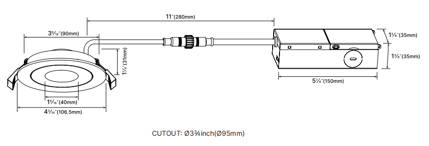 CL002 downlight 3 inch size