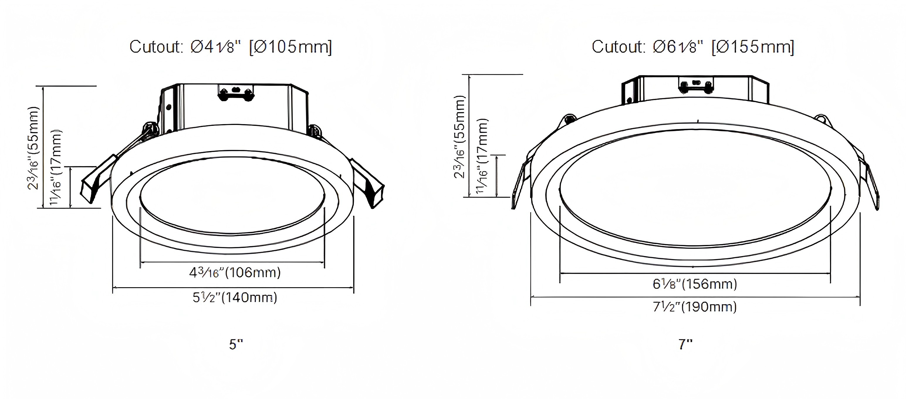 DL003 downlight 5&7 inch size