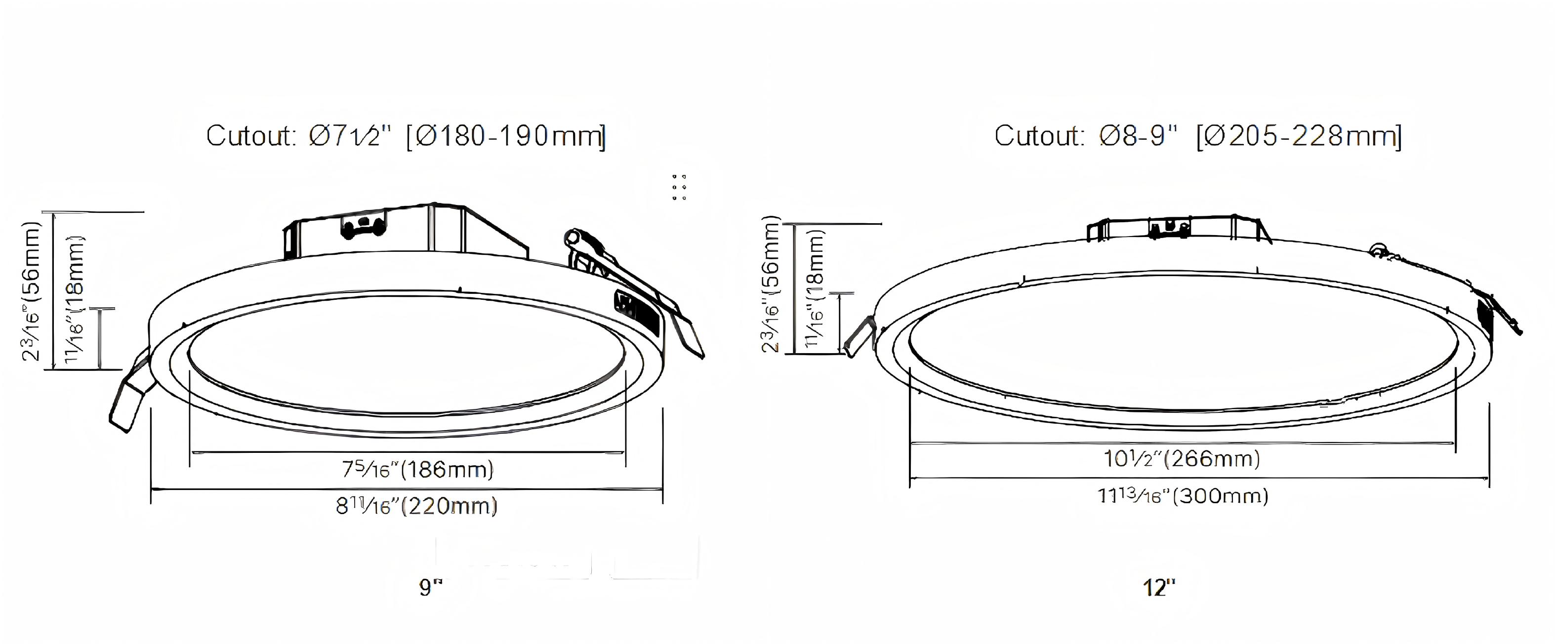 DL003 downlight 9&12 inch size(1)