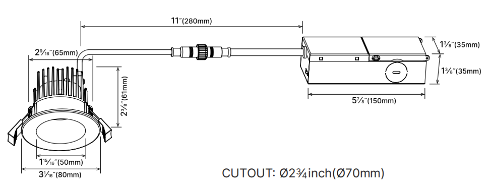 DL001A downlight 3 inch size 8W