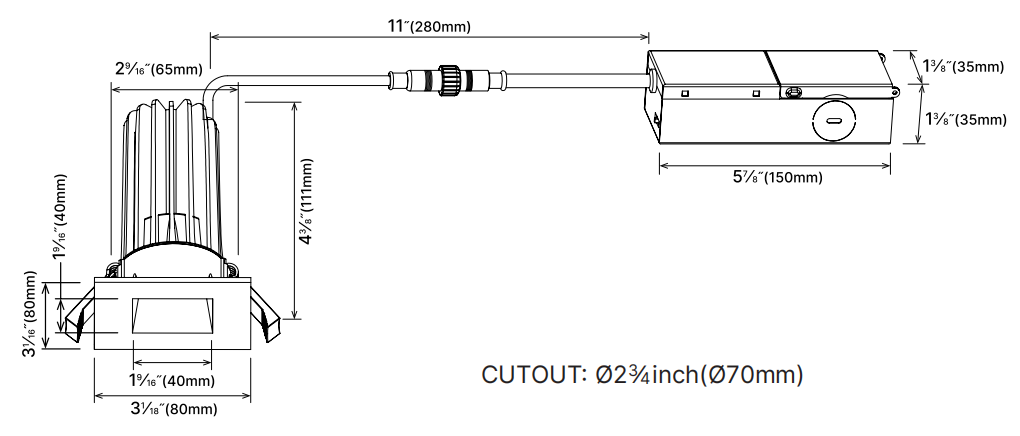 DL001B downlight 3 inch size 15W
