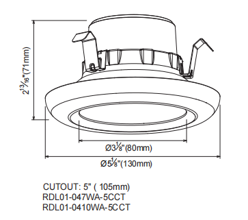 RDL01 047WA downlight size