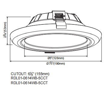 RDL01 0614WB downlight size
