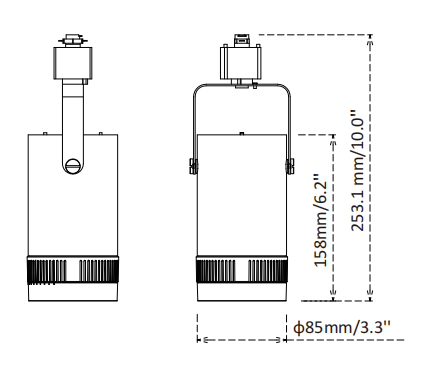 TDL01 track light size