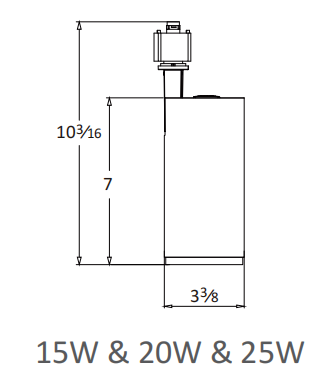 TL228 15W & 20W & 25W track light size