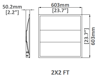 TR01 troffer 2×2 FT size