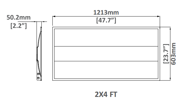 TR01 troffer 2×4 FT size